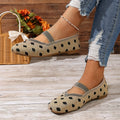 Women's Polka Dot Mary Jane Flats – Casual Woven Slip-On