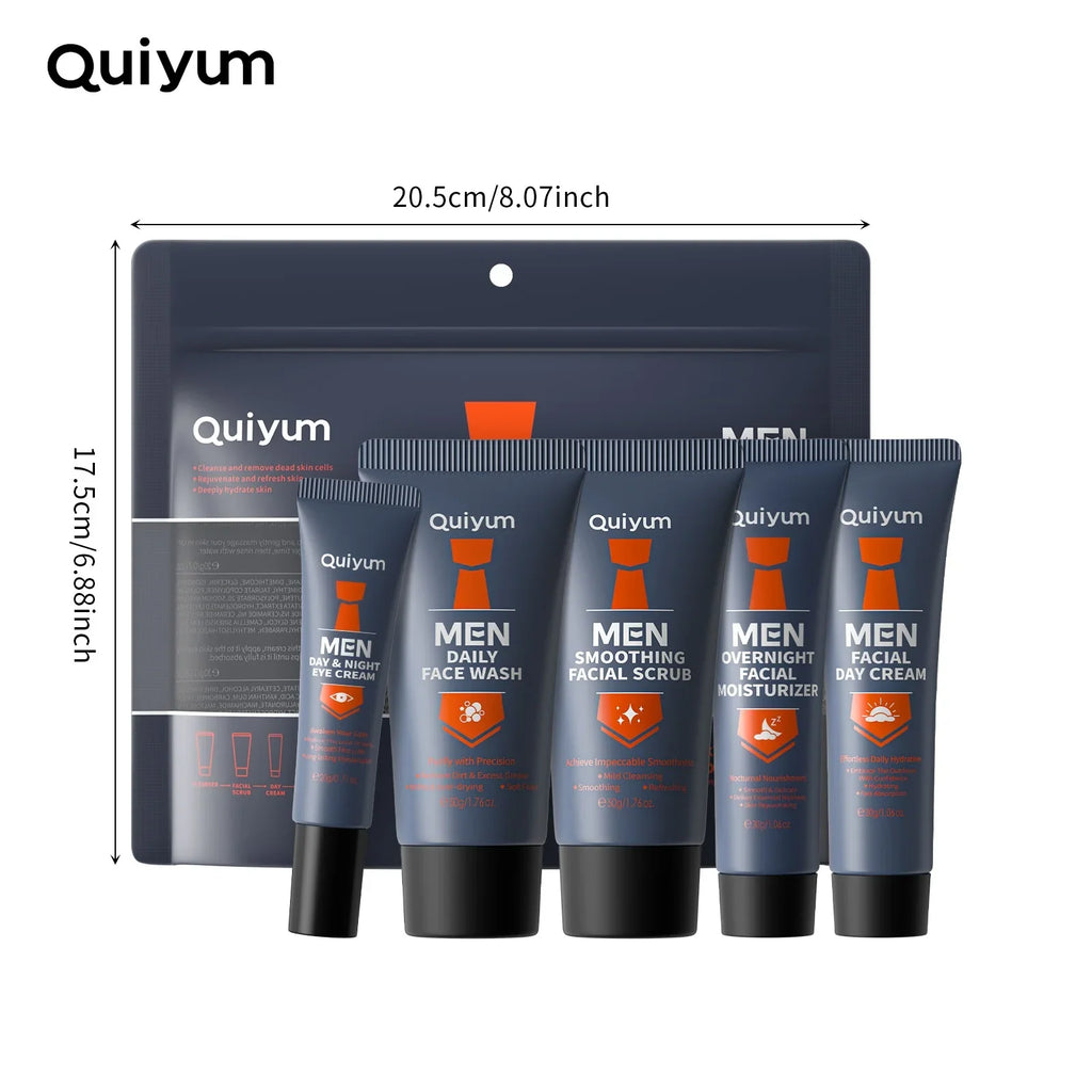 LAIKOU Men's 5-Piece Skincare Set – Scrub, Moisturizer & Eye Cream