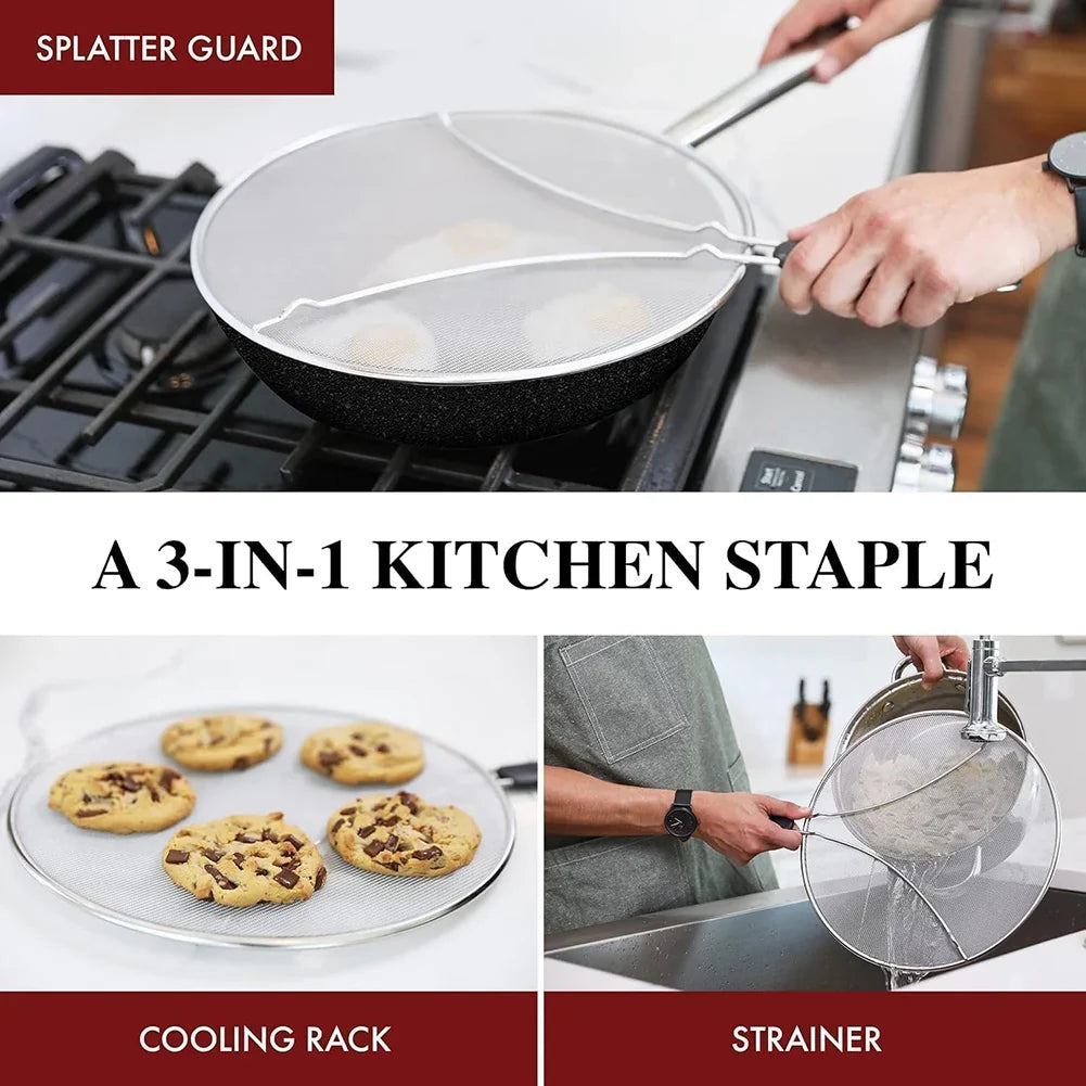 Stainless Steel Splatter Screen | Fine Mesh Oil Splash Guard