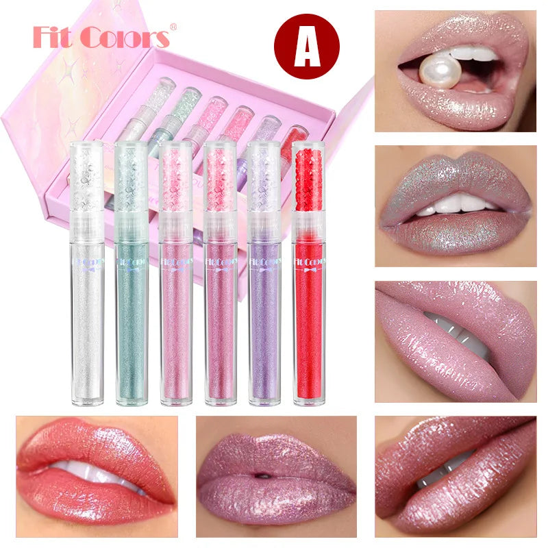 Fit Colors Diamond Lip Oil Gloss Set – 6 Shades Gift Box
