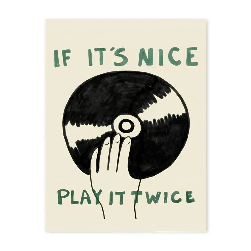 "If It's Good, Play It Twice" Music Canvas Wall Art Print