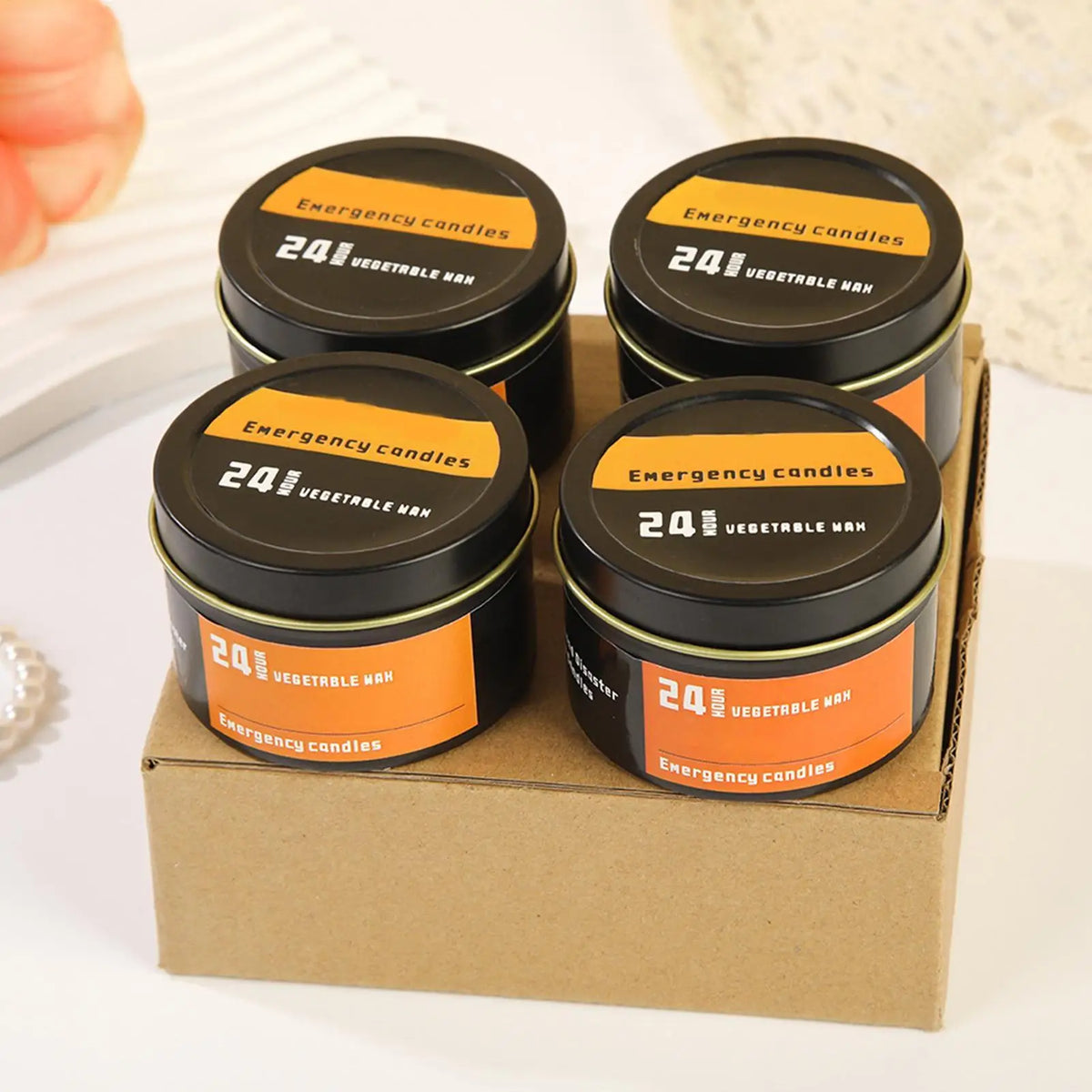 24-Hour Emergency Survival Candles | Beeswax Jar Set of 4