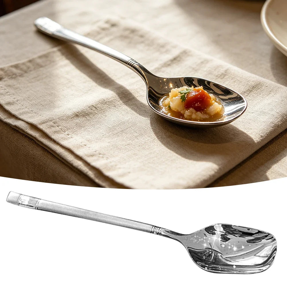 304 Stainless Steel Korean Soup Spoons Squared Head Set of 5