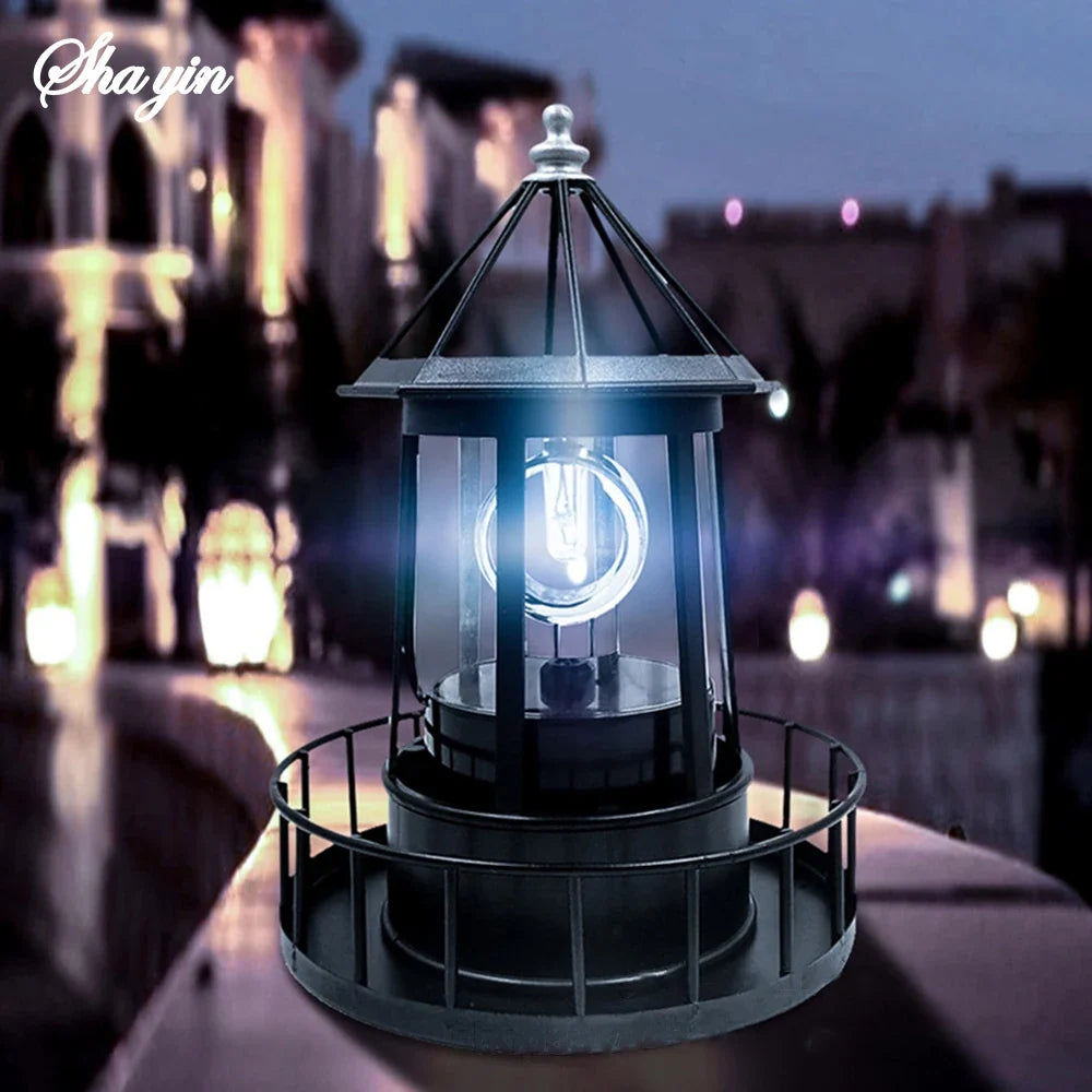 LED Solar Rotating Lighthouse Hardware Iron Electronic Accessories