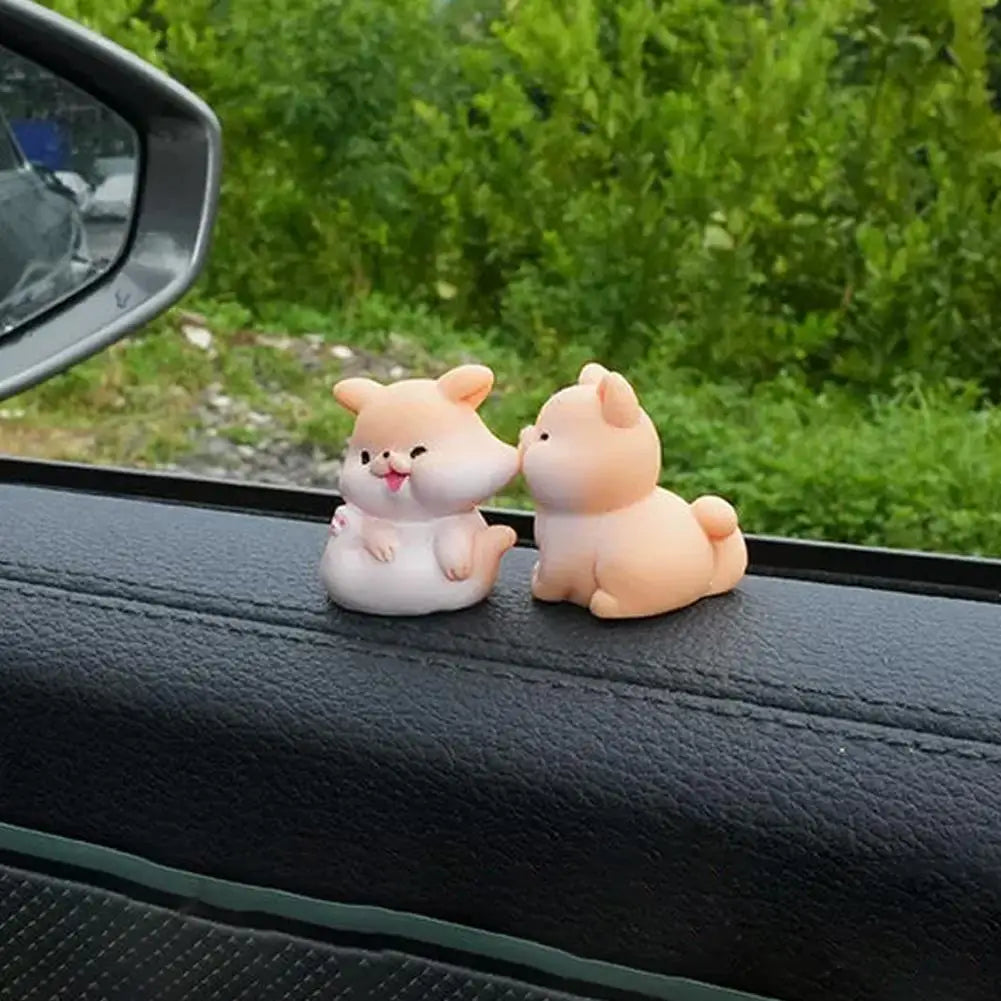 Cartoon Kiss Face Rabbit Kitten Doll Ornaments Funny Resin Ducks