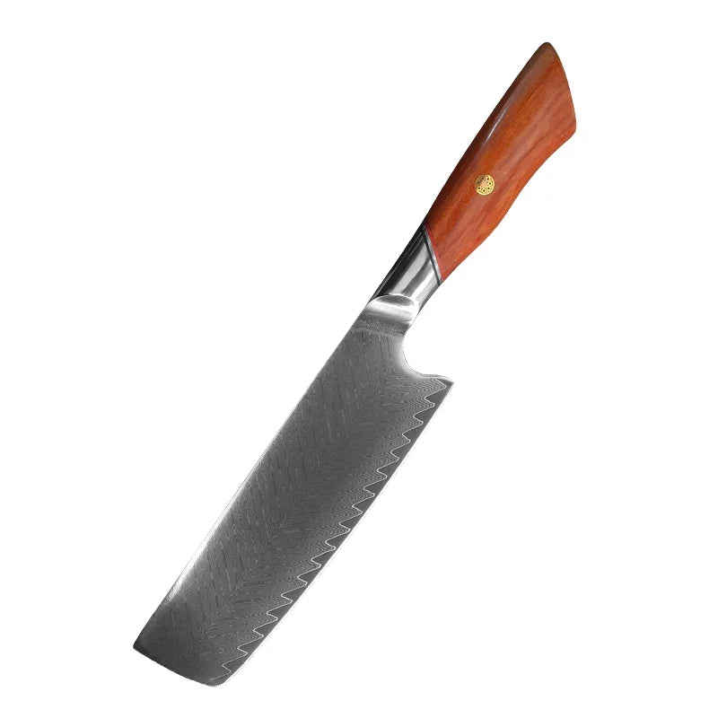 Damascus Steel Chef Knife – Sharp Wood Handle Kitchen Knife