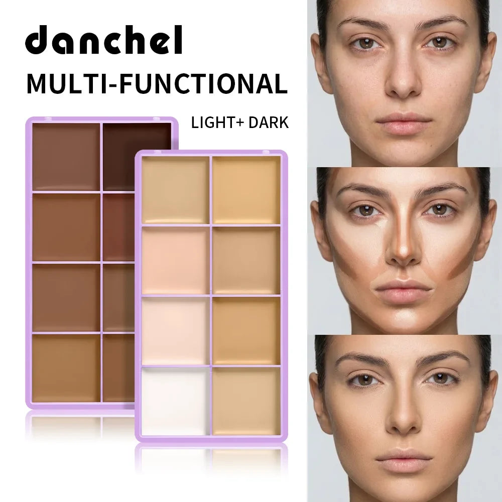 8-Shade Matte Cream Concealer Palette – Full Coverage, Waterproof