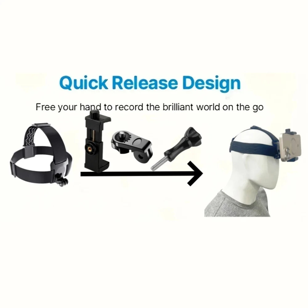 Head Strap Mount for GoPro Hero 11/10/9 & Phone Holder Kit