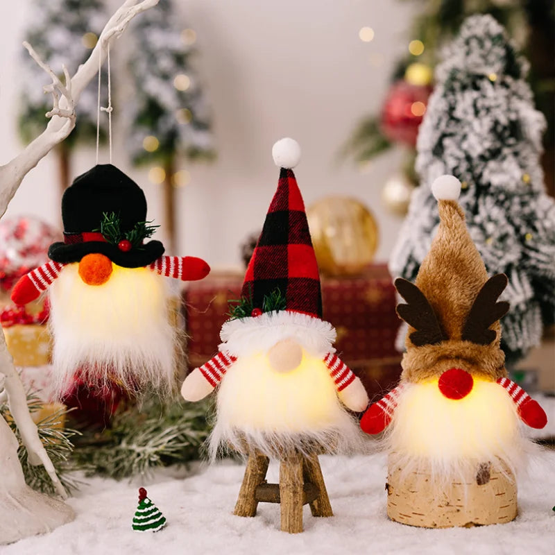 Christmas LED Gnome Plush Doll Pendant | Xmas Tree Ornament