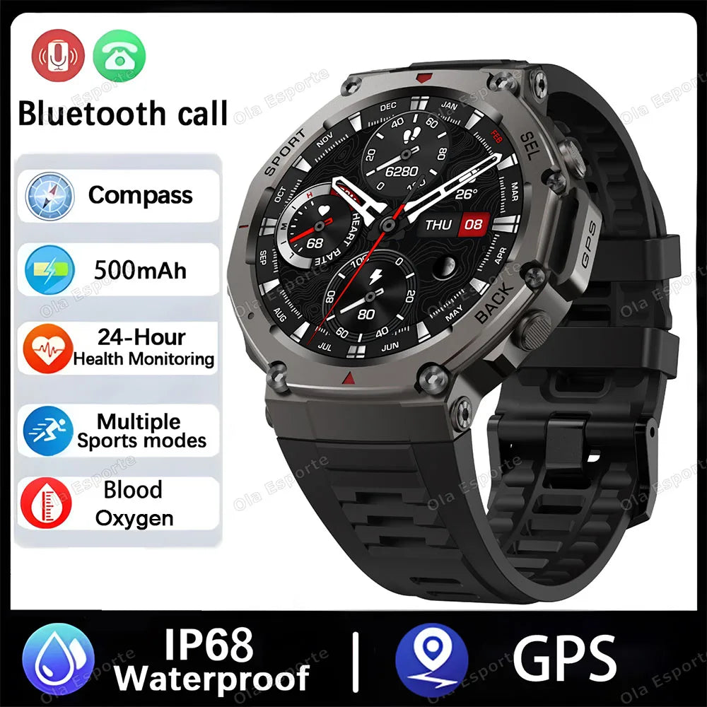 Ola Esporte HW12 Military GPS Smartwatch | AMOLED, 5ATM, 170+ Sports