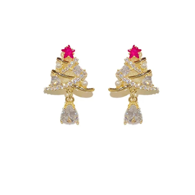 Huitan Christmas Tree Dangle Earrings – Gold Drop Earrings