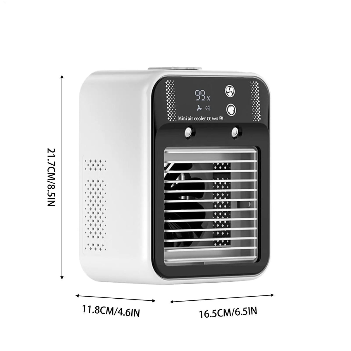 Portable Personal Air Cooler – 2 Speeds, USB, 500ml Tank