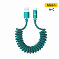 120W Retractable USB-C Fast Charge Cable | Spring Coil, 1M & 2M