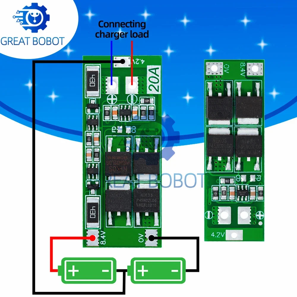 2S 20A BMS Board 7.4V 8.4V 18650 Lithium Battery Protection