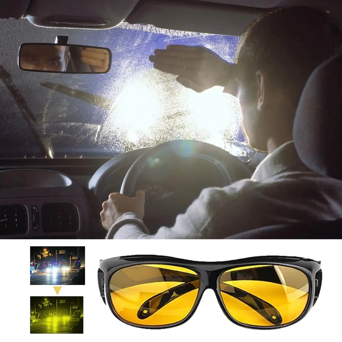 Oversized Night Driving Glasses – Anti-Glare Fit Over Rx