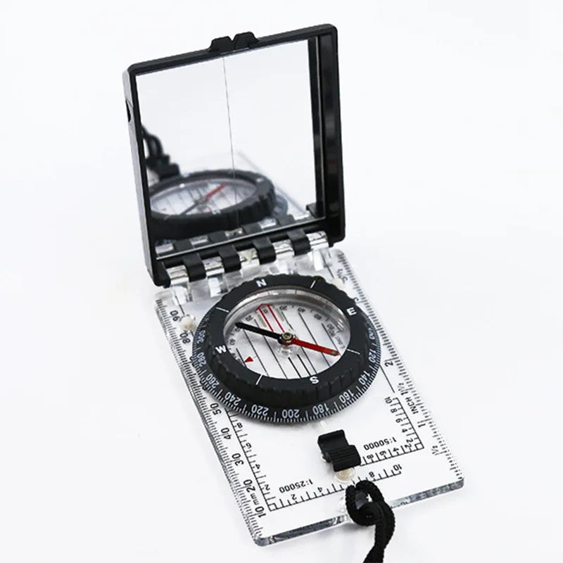 Multifunctional Folding Compass – Mirror, Scale & LED Light