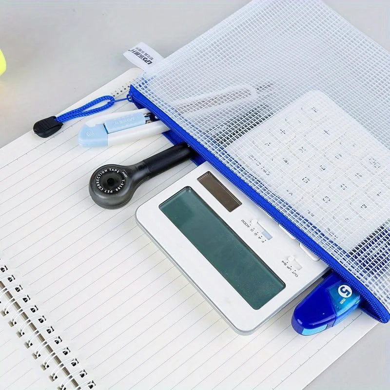 Thickened A4 File Bag Zipper PVC Transparent Mesh Large Capacity