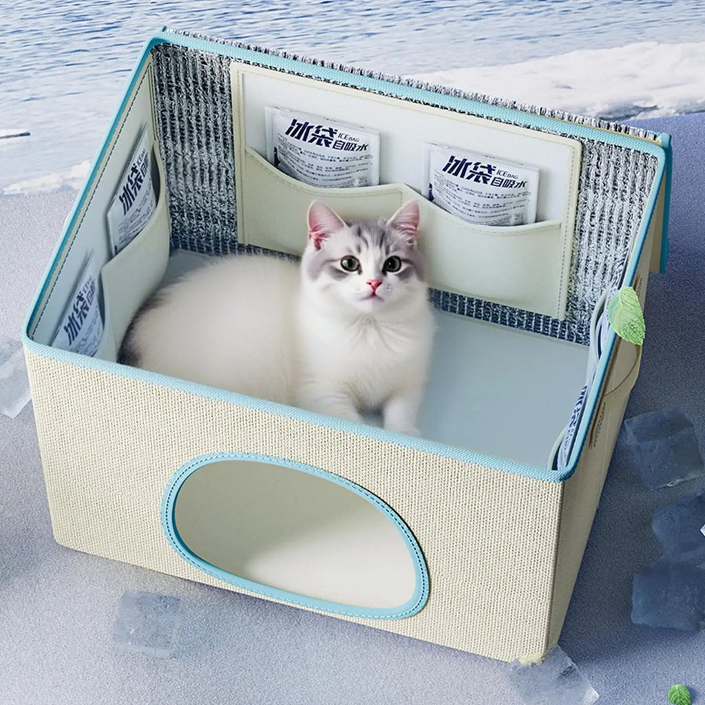 Cat & Dog Cooling House with 6 Ice Packs | Indoor Pet Cave
