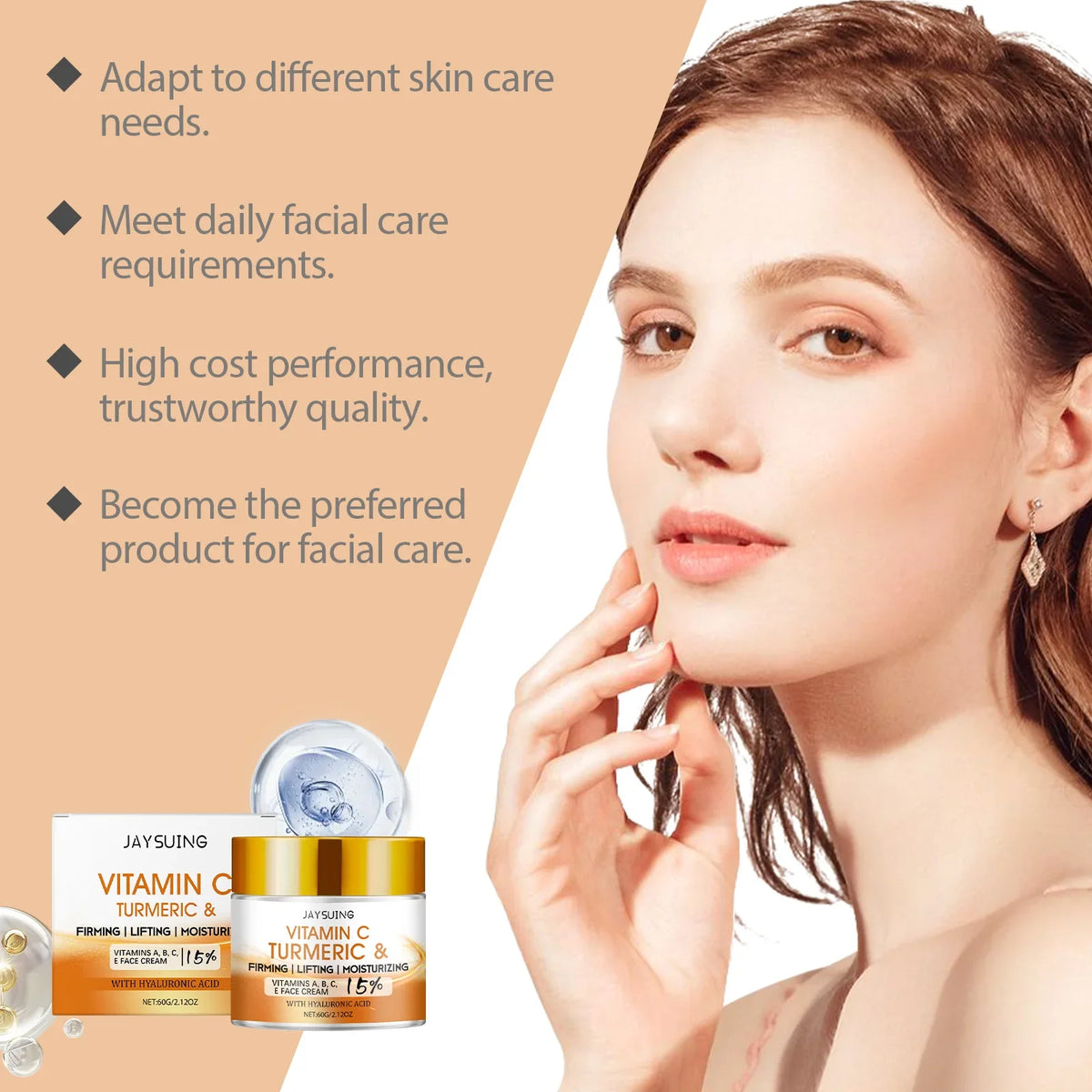 Turmeric Face Cream – 15% Vitamin C, Retinol & Hyaluronic Acid
