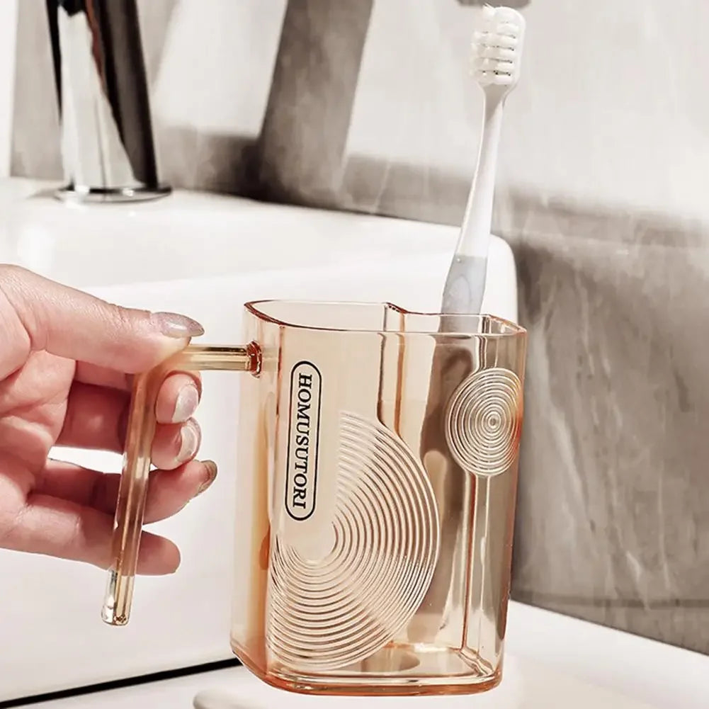 Transparent Mouthwash & Toothbrush Cup | Modern Bathroom Cup