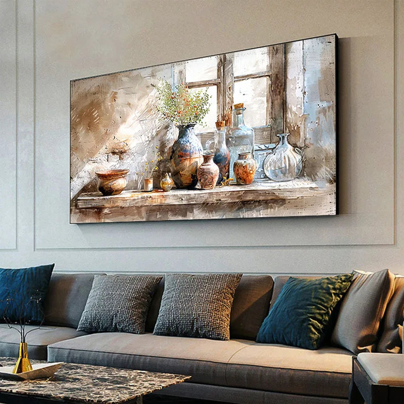 Vintage Wildflower Farmhouse Canvas Wall Art – Unframed Print