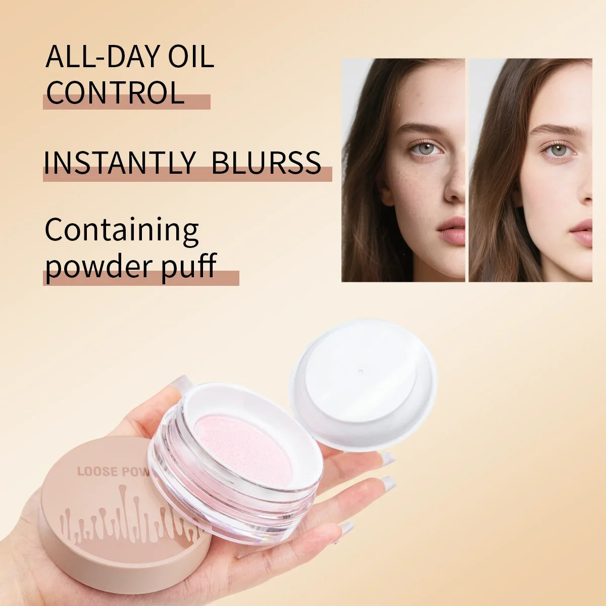 Hello Kiss Loose Setting Powder – 5 Shades, Matte Oil Control