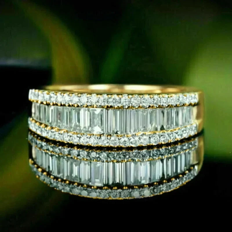 Huitan Gold CZ Women's Pavé Engagement Ring | Cubic Zirconia