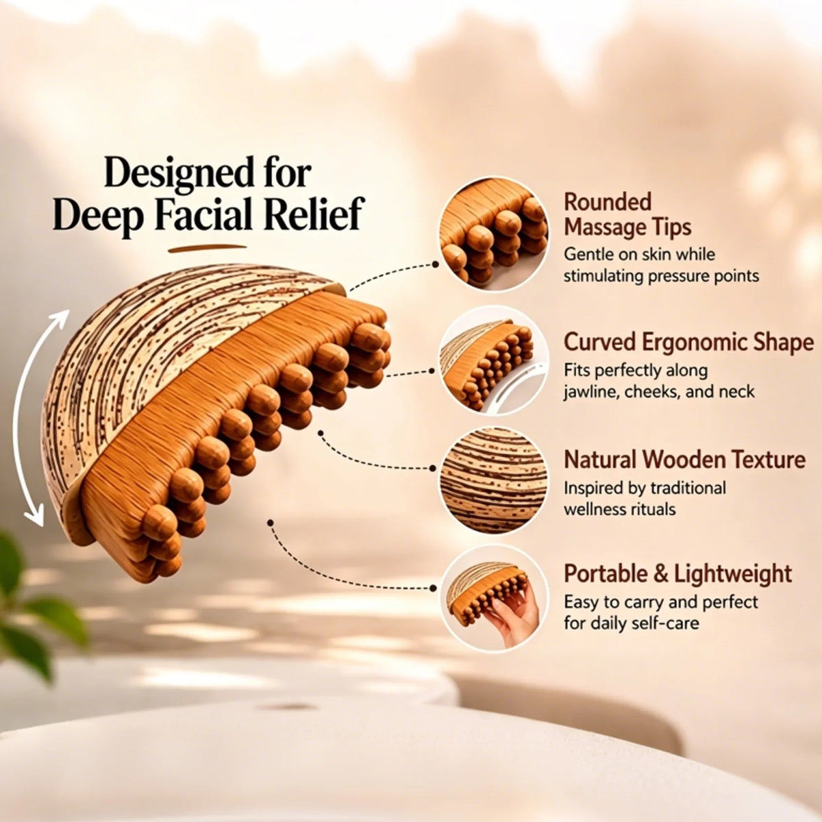 Wooden Gua Sha Face Brush | Facial Contouring & Sculpting Tool
