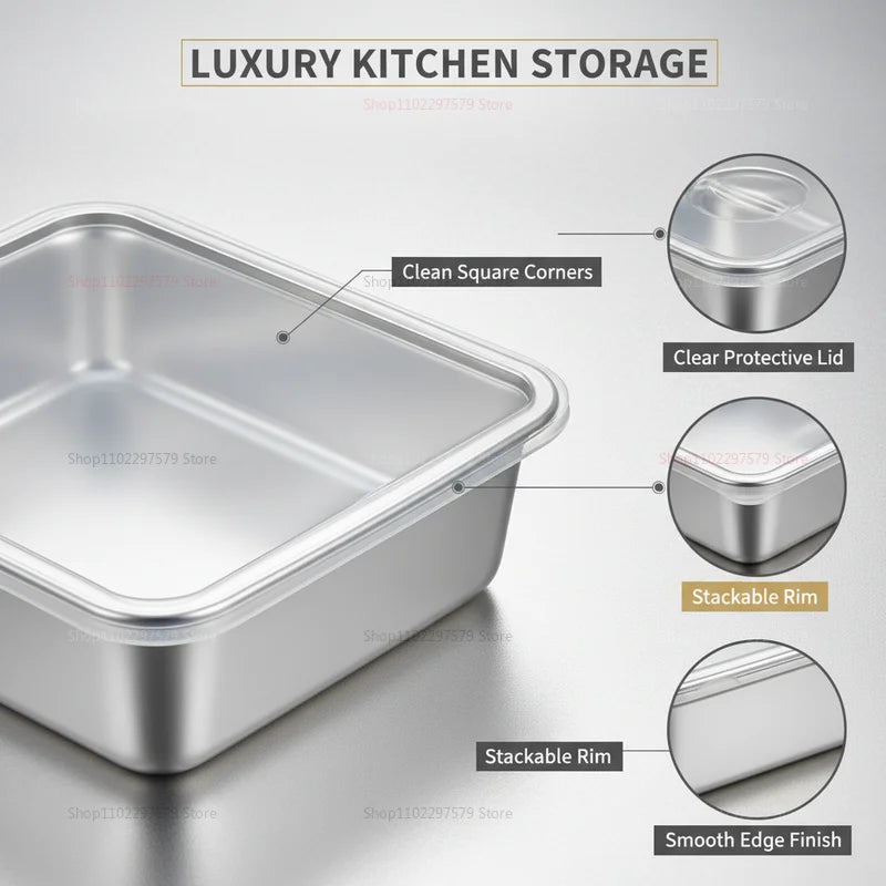 Stainless Steel Airtight Food Storage Containers with Lids – Set of 3