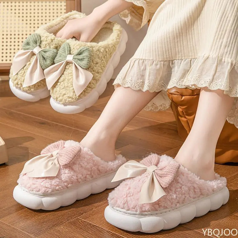 Women's Butterfly Cotton Slippers – Warm Thick Sole Indoor