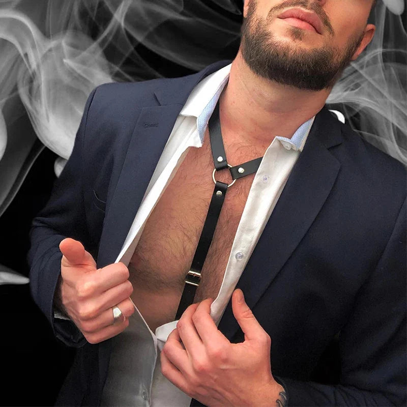 Sissy Men Faux Leather Suspenders Sexy Men's Suits Decor Temptation