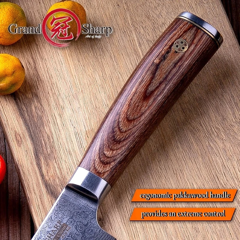 GrandSharp 6.7" VG-10 Damascus Nakiri Knife | Japanese Steel