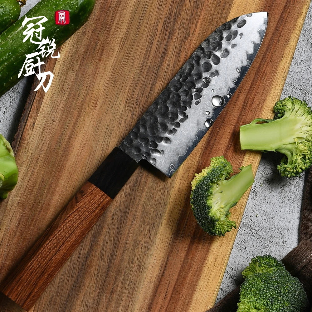 Grandsharp 5" Santoku Knife – AUS-10 Steel & Wooden Saya Box