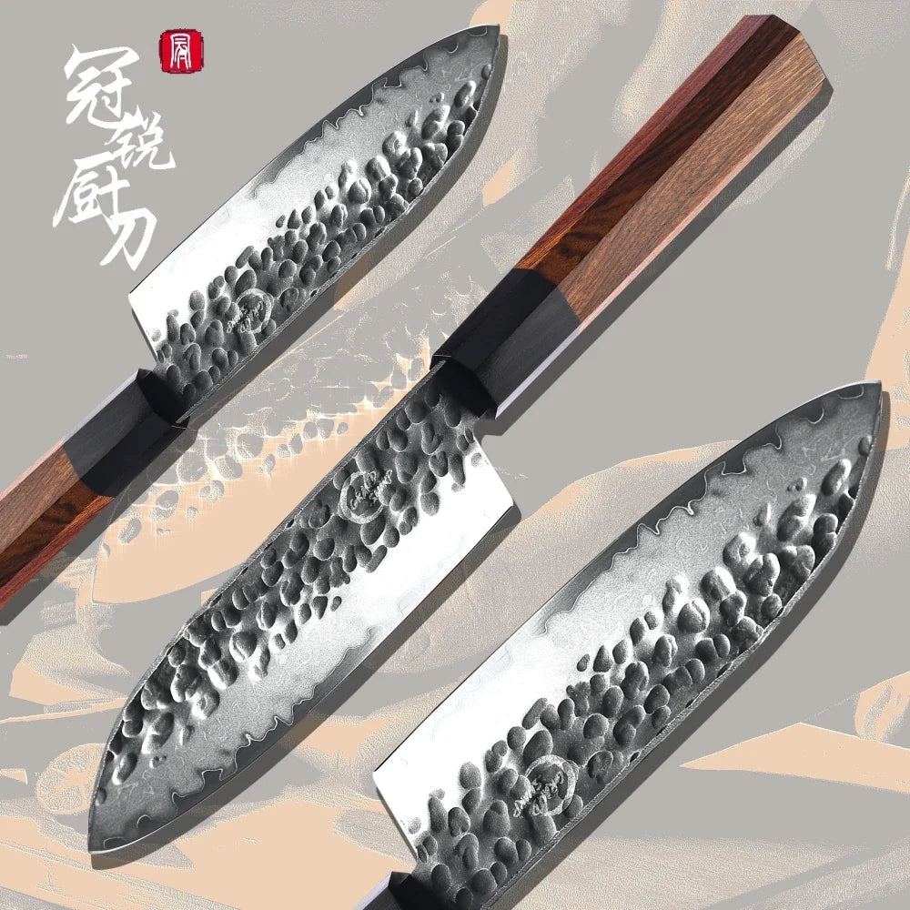 Grandsharp 5" Santoku Knife – AUS-10 Steel & Wooden Saya Box