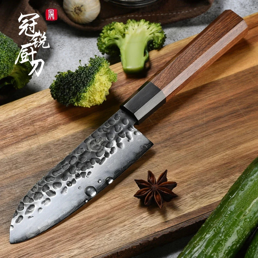 Grandsharp 5" Santoku Knife – AUS-10 Steel & Wooden Saya Box